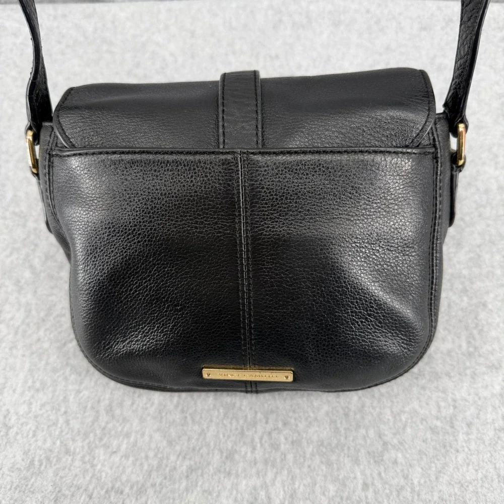Vince Camuto Black Pebbled Leather Crossbody Bag Gold Toggle Saddle Bag - Picture 4 of 10